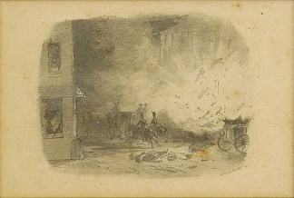 对圣尼凯斯街的袭击 The attack on Rue St. Nicaise (c.1841)，尼古拉斯·杜桑·查莱