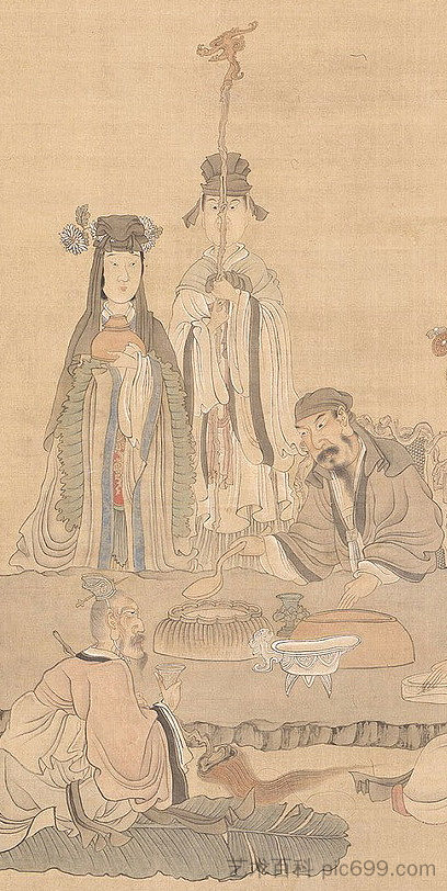 庆祝生日的神仙（局部） Immortals Celebrating a Birthday (detail) (1649)，陈红寿