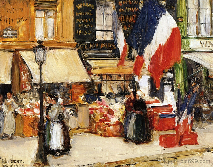 巴士底日，罗什舒尔大道，巴黎 Bastille Day, Boulevard Rochechouart, Paris (1889)，施尔德·哈森