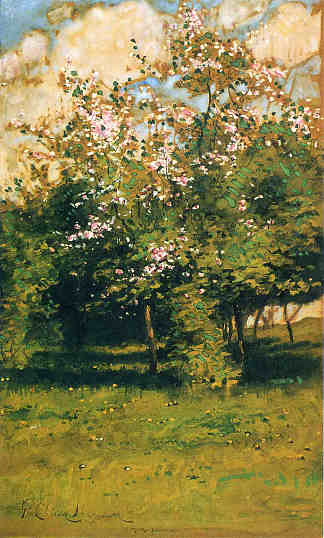 开花的树木 Blossoming Trees (1882)，施尔德·哈森