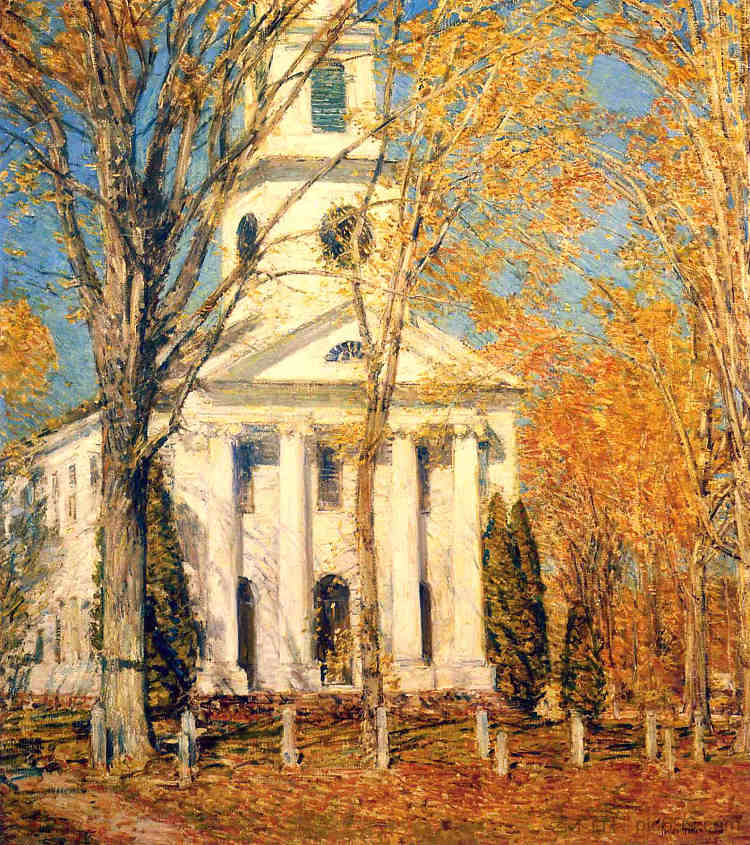 老莱姆教堂 Church at Old Lyme (1905)，施尔德·哈森