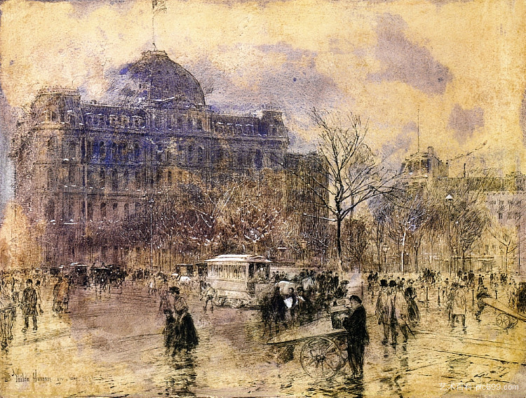 城市景观 Cityscape (1888)，施尔德·哈森