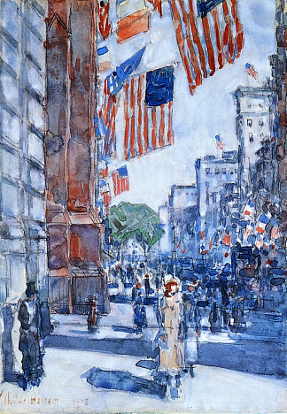 旗帜，第五大道 Flags, Fifth Avenue (1918)，施尔德·哈森