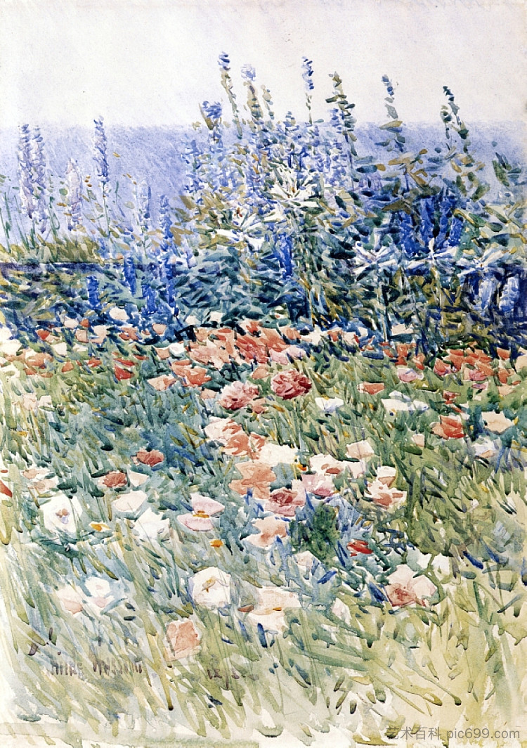 花园，浅滩岛 Flower Garden, Isles of Shoals (1893)，施尔德·哈森