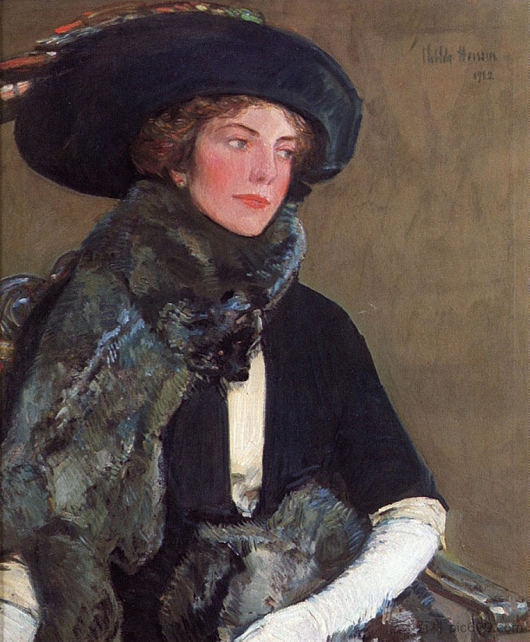 皮草女郎（又名查尔斯·A·塞尔斯夫人） Lady in Furs (aka Mrs. Charles A. Searles) (1912)，施尔德·哈森