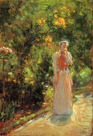 花园里的哈桑夫人 Mrs. Hassam in the Garden (1888)，施尔德·哈森