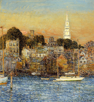 十月日落，纽波特 October Sundown, Newport (1901)，施尔德·哈森