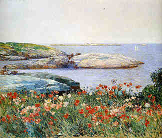 罂粟花，浅滩岛 Poppies, Isles of Shoals (1891)，施尔德·哈森