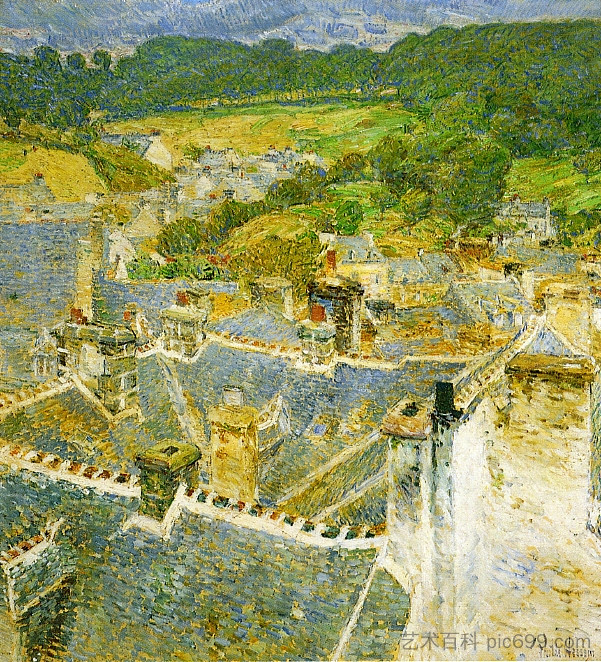 屋顶，阿文桥 Rooftops, Pont-Aven (1897)，施尔德·哈森