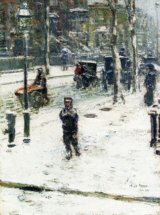 暴风雪，第五大道 Snow Storm, Fifth Avenue (1907)，施尔德·哈森