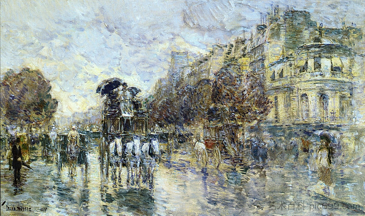 巴黎格兰德大道 The Grands Boulevard, Paris (1897)，施尔德·哈森