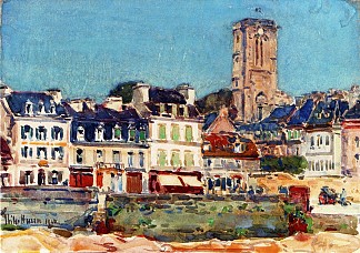 码头，兰尼翁 The Quai, Lannion (1910)，施尔德·哈森