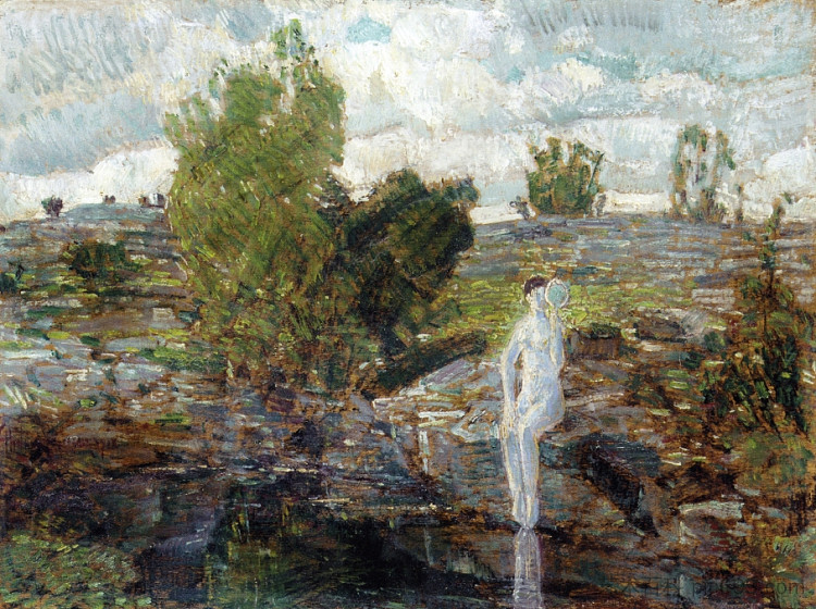 采石场池，富丽湾，安角 The Quarry Pool, Folly Cove, Cape Ann (1918)，施尔德·哈森