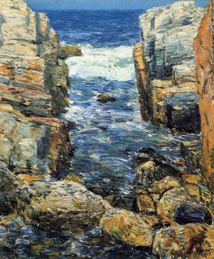 南峡谷，阿普尔多尔，浅滩群岛 The South Gorge, Appledore, Isles of Shoals (1912)，施尔德·哈森