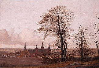 秋天的风景，中距离的腓特烈堡城堡 Autumn Landscape, Frederiksborg Castle in the Middle Distance (1837 – 1838)，克里森·科布克