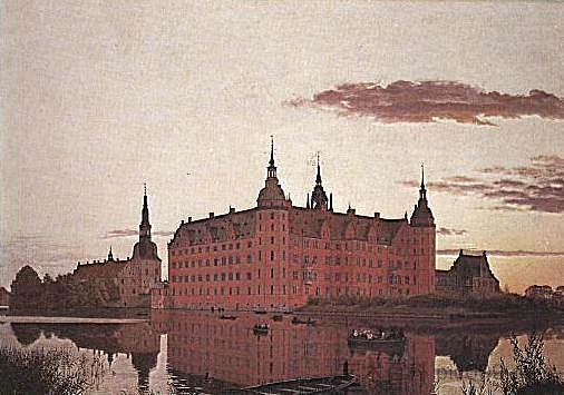 傍晚灯光下的腓特烈堡宫 Frederiksborg Palace in the Evening Light (1835)，克里森·科布克