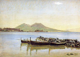 以维苏威火山为背景的那不勒斯湾 The Bay of Naples with Vesuvius in the Background (1840)，克里森·科布克