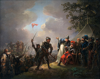 丹内布罗格在林达尼斯战役中从天而降，1219 年 6 月 15 日 Dannebrog Falling from the Sky During the Battle of Lyndanisse, June 15, 1219 (1809)，克里斯蒂安·奥古斯特·洛伦兹
