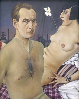 与模特的自画像 Self-Portrait with Model (1927)，克里斯提安·查得