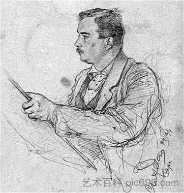 自画像 Self-portrait (1894)，克里斯蒂安·阿勒斯