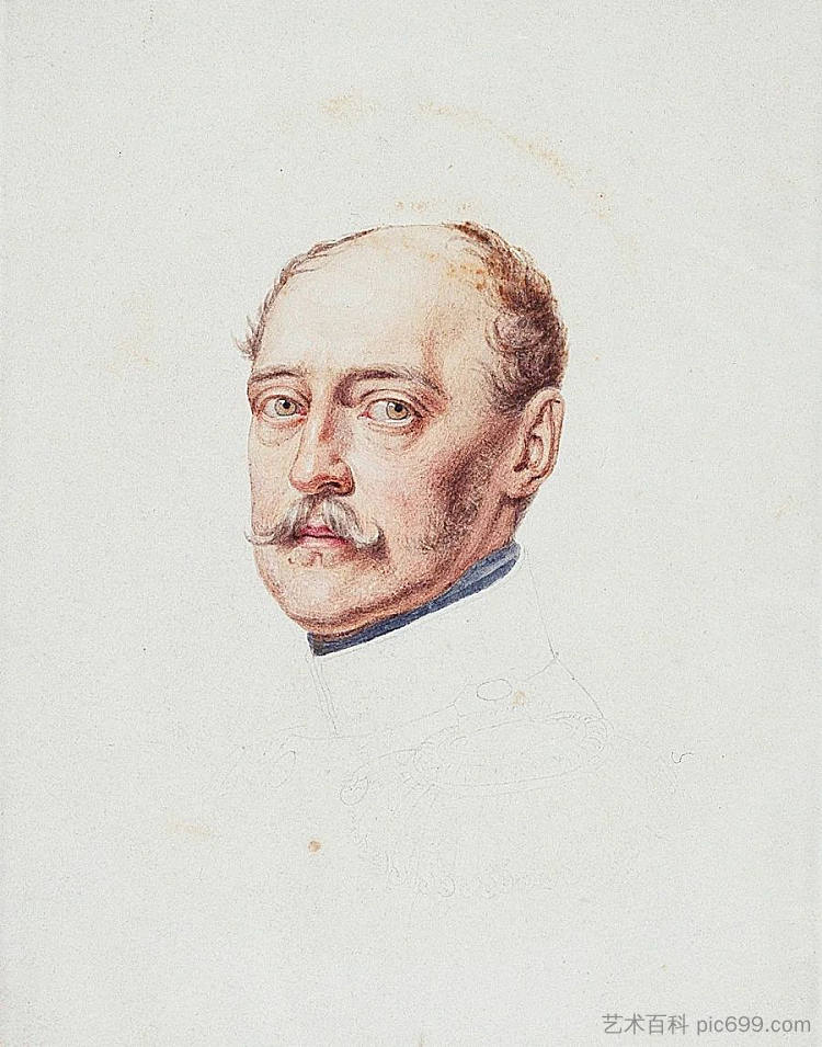 尼古拉一世皇帝肖像素描 Sketch for portrait of Emperor Nicholas I (1850; Russian Federation ),克里斯蒂安那·罗伯特森