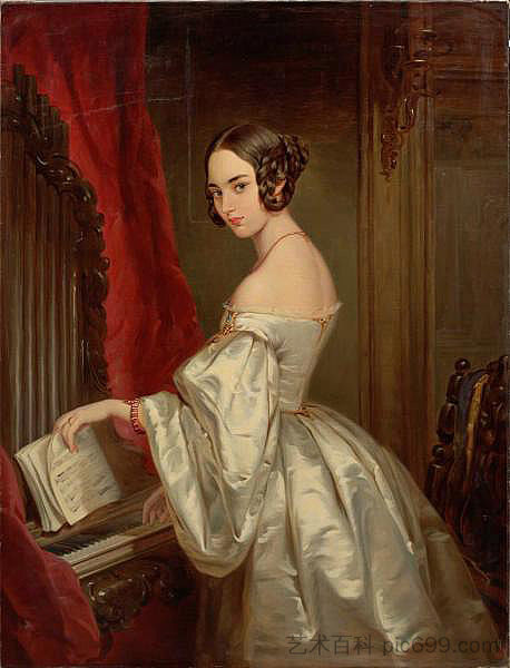 玛丽亚·伊万诺夫娜·科丘贝公主的肖像 Portrait of Princess Maria Ivanovna Kochubey (c.1845; Russian Federation  )，克里斯蒂安那·罗伯特森