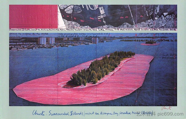 被包围的岛屿（比斯坎湾，迈阿密） Surrounded Islands (Biscayne Bay, Miami) (1980 - 1983)，克里斯托和珍妮-克劳德