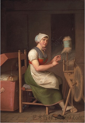 勤奋的女孩旋转 The diligent girl spins (1807)，克里斯托弗·威廉·埃克斯贝尔