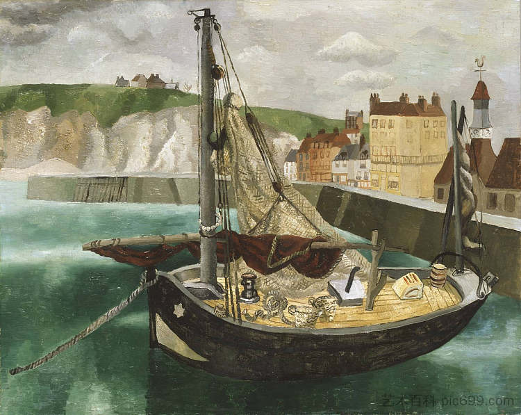 迪耶普港的渔船 A Fishing Boat in Dieppe Harbour (1929)，克里斯托弗·伍德