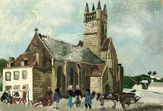 教堂和市场，布列塔尼 Church and Market, Brittany (1930)，克里斯托弗·伍德