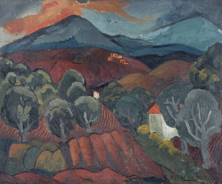 旺斯景观 Landscape at Vence (1927)，克里斯托弗·伍德