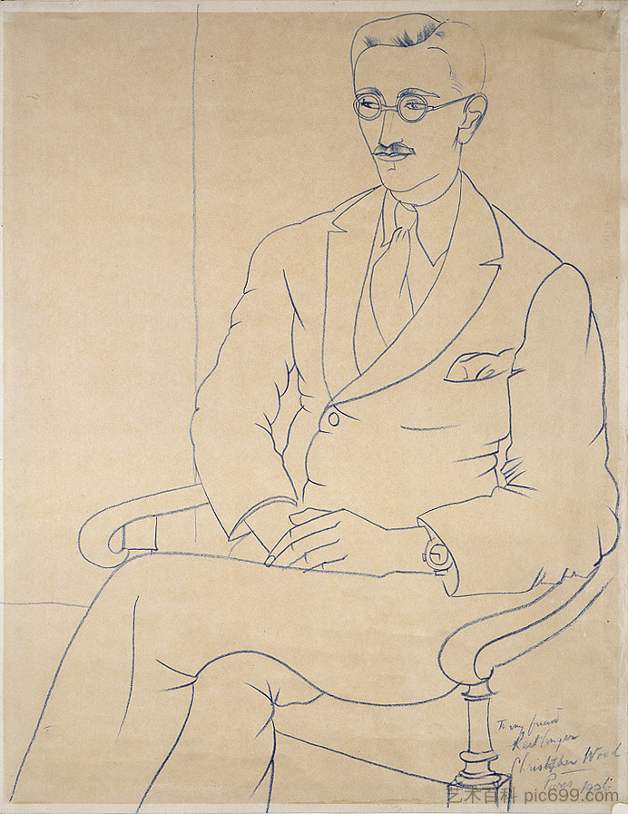 杰拉尔德·赖特林格的肖像 Portrait of Gerald Reitlinger (1926)，克里斯托弗·伍德