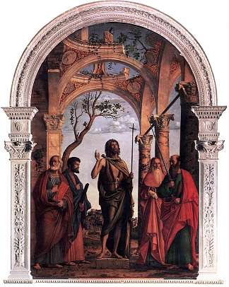 施洗者圣约翰和圣徒 St. John the Baptist and Saints (1493; Italy                     )，西玛·达·科内利亚诺