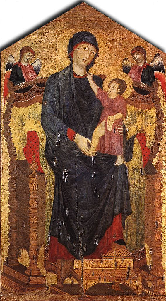 麦当娜与孩子和两个天使登基 Madonna Enthroned with the Child and Two Angels (1280)，契马布埃