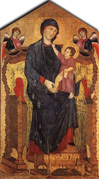 麦当娜与孩子和两个天使登基 Madonna Enthroned with the Child and Two Angels (1280)，契马布埃