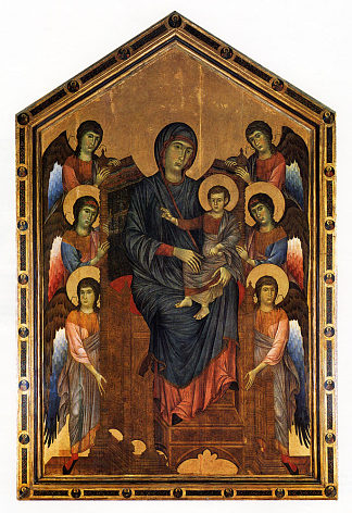 圣母子在六个天使的包围下威严 The Virgin and Child in Majesty surrounded by Six Angels (c.1270)，契马布埃