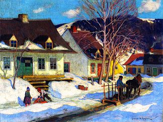 魁北克乡村街道，冬季 A Quebec Village Street, Winter (1920)，克拉伦斯·加格诺