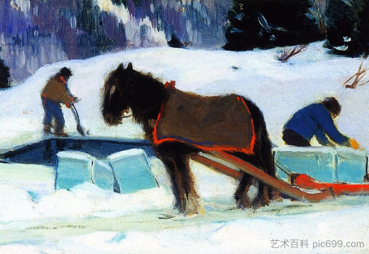 冰切割，拜尔圣保罗 Ice Cutting, Bair-Saint-Paul (1920)，克拉伦斯·加格诺