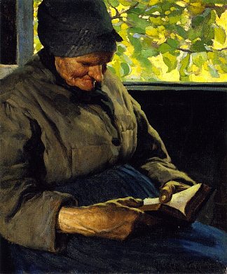 老妇人阅读 Old Woman Reading (1904)，克拉伦斯·加格诺
