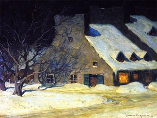 街景，魁北克之夜 Street Scene, Quebec at Night (1917)，克拉伦斯·加格诺