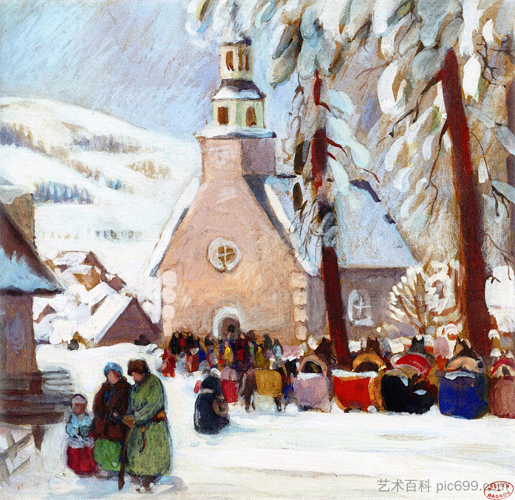 周日上午弥撒 Sunday Morning Mass (1922)，克拉伦斯·加格诺