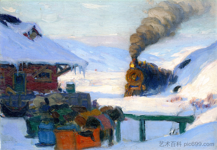 火车，拜圣保罗 The Train, Baie-Saint-Paul (1922)，克拉伦斯·加格诺