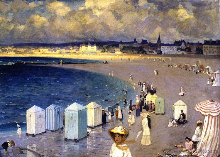 两个海滩，帕拉梅，圣马洛 The Two Beaches, Paramé, Saint-Malo (1908)，克拉伦斯·加格诺