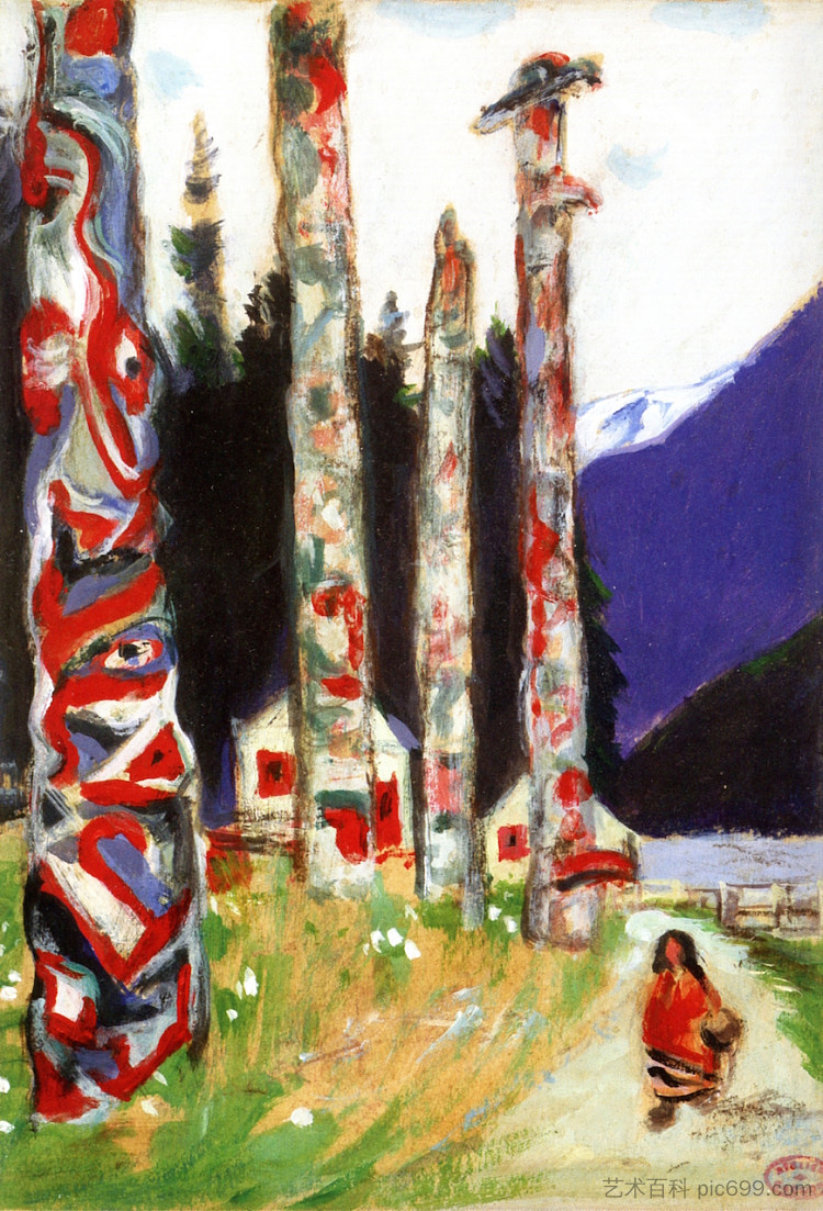 图腾（研究“大沉默白”） Totems (study for 'Le grand silence blanc) (1928)，克拉伦斯·加格诺