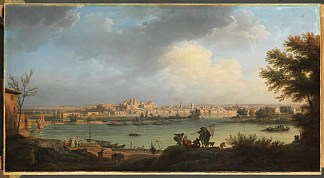 阿维尼翁的景色，从罗纳河右岸，靠近维伦纽夫 Vue d’Avignon, de la rive droite du Rhône, près de Villeneuve (1757; Avignon,France                     )，克洛德·约瑟夫·韦尔内