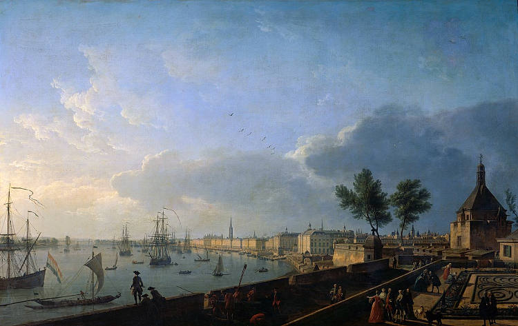 波尔多港的第二视图 Deuxième vue du port de Bordeaux (1759; Bordeaux,France  )，克洛德·约瑟夫·韦尔内