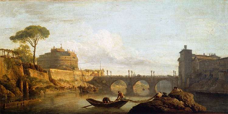 罗马的圣天使桥和城堡 The Bridge and the Castel Sant'angelo in Rome (1745)，克洛德·约瑟夫·韦尔内