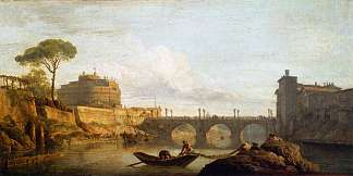 罗马的圣天使桥和城堡 The Bridge and the Castel Sant’angelo in Rome (1745)，克洛德·约瑟夫·韦尔内