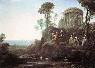 阿波罗和赫利康山上的缪斯女神 Apollo and the Muses on Mount Helicon (1680)，克劳德·洛兰