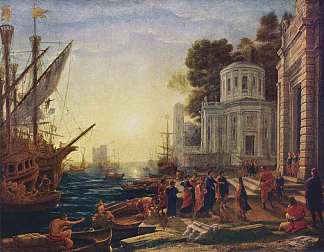 克利奥帕特拉在塔尔苏斯下船 Cleopatra Disembarking at Tarsus (1642)，克劳德·洛兰